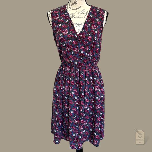 Xhilaration Purple Floral Fit & Flare Dress Women’s M Sleeveless Casual Sundress - Picture 1 of 7